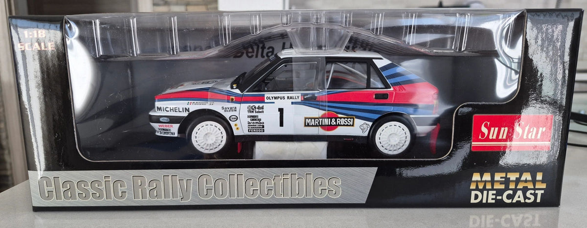 SUNSTAR 1:18 - 3108 - Lancia Delta HF Integrale 8V Martini Olympus Rally 1988 Biasion