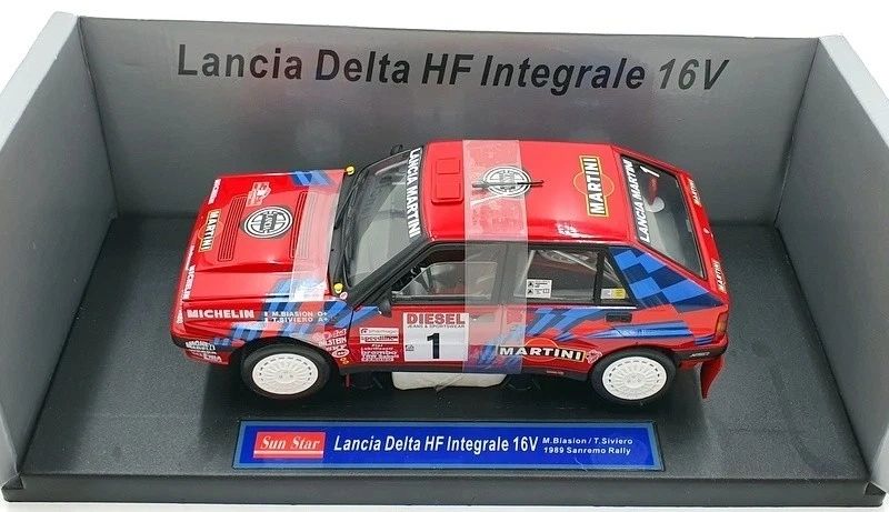 SUNSTAR 1:18 - 3105 - Lancia Delta HF Integrale 16V Martini red 1989 Rally Sanremo Biasion-Siviero