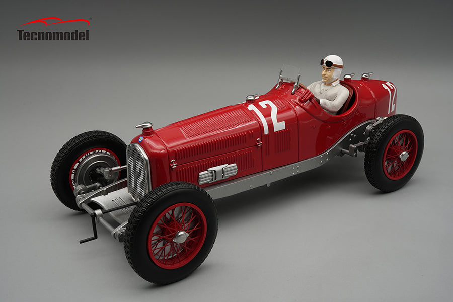TECNOMODEL - 1:18 Alfa Romeo P3  Tipo B Winner French GP Driver Tazio Nuvolari #12 1932 w/pilot
