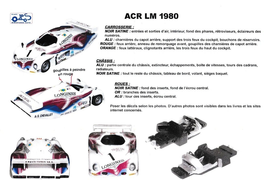 JPS 1:43 - ACR Lola T286 Ford CHEVALLEY RACING Le Mans '80 #1 Pre-painted Resin kit to built