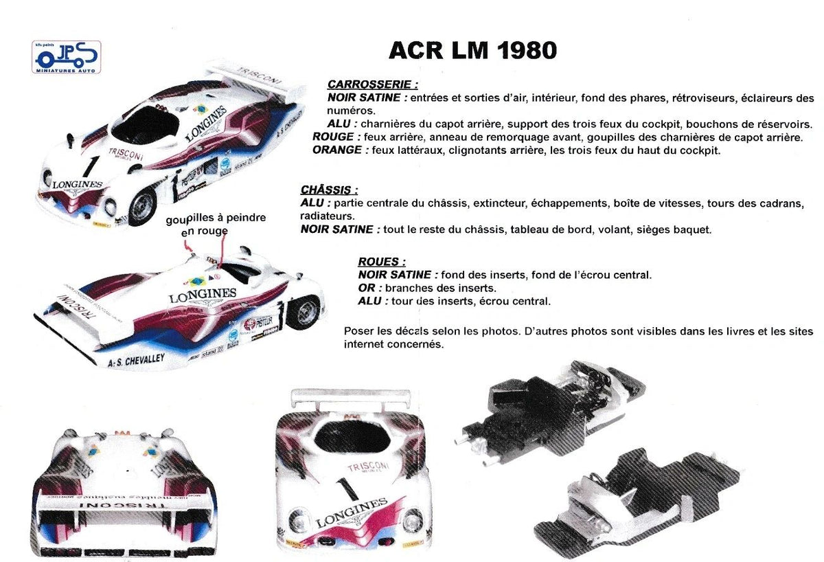 JPS 1:43 - ACR Lola T286 Ford CHEVALLEY RACING Le Mans '80 #1 Pre-painted Resin kit to built