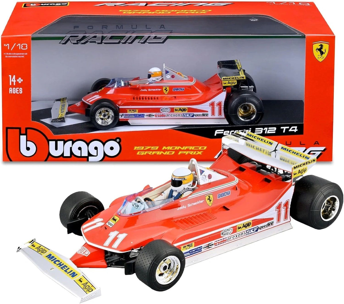 BURAGO 1:18 - Ferrari 312T4 short tail #11 J. Scheckter GP Monaco 1979 winner