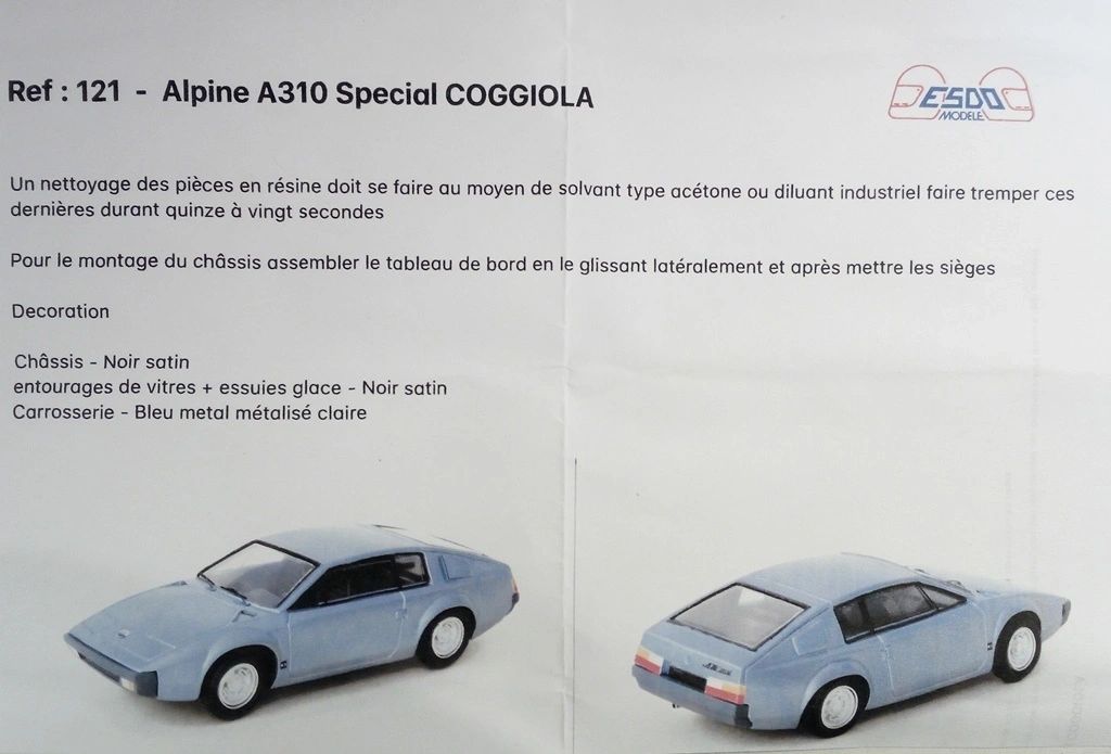 ESDO 1:43 - Alpine Renault A310 COGGIOLA1972 Resin Metal kit to built