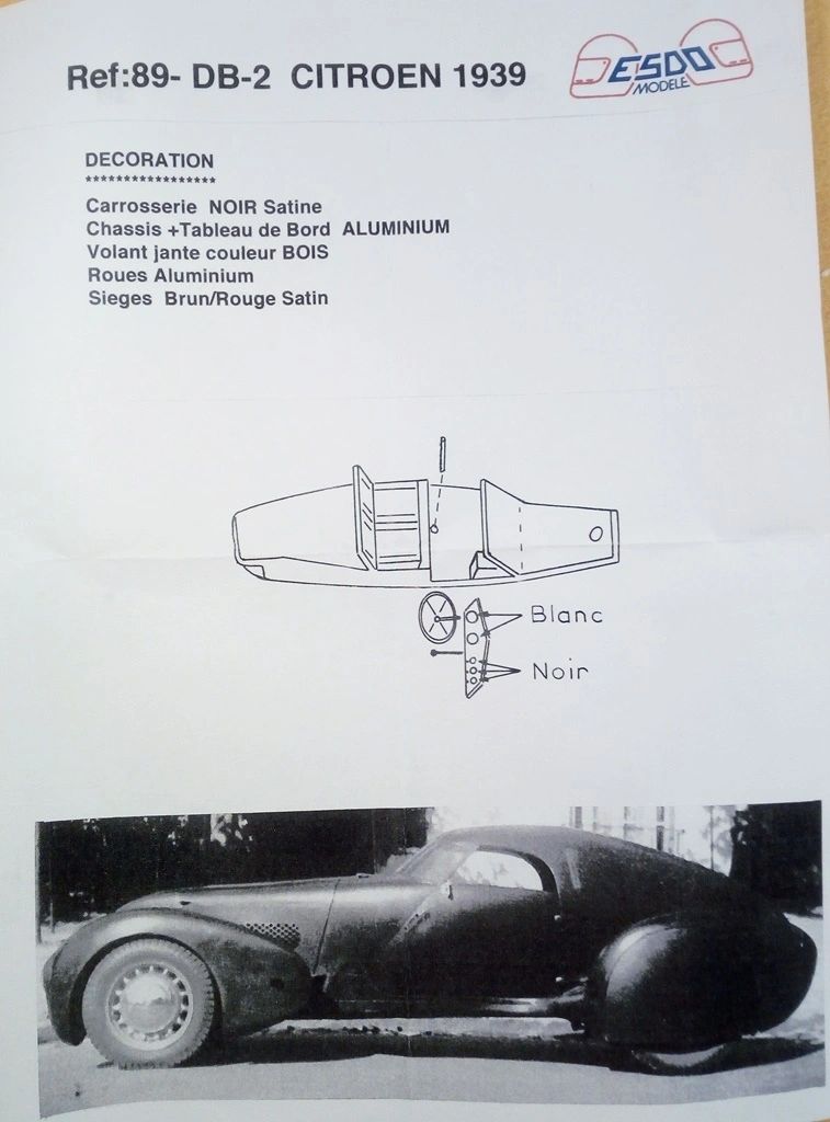 ESDO 1:43 - DB.2 Citroen concept car 1939 Resin metal kit to built