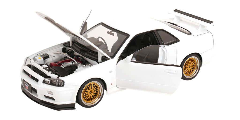 KK SCALE 1:12 - Nissan Skyline GT-R (R34) V-Spec II Cerchi BBS 2001 white **OPEN DOORS+ENGINE** (Copia)