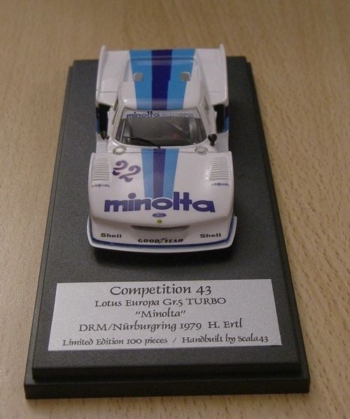 Competition43 1:43 - Lotus Europa T Gr.5 MINOLTA 1000Km. N'ring #22 Resin metal kit to built