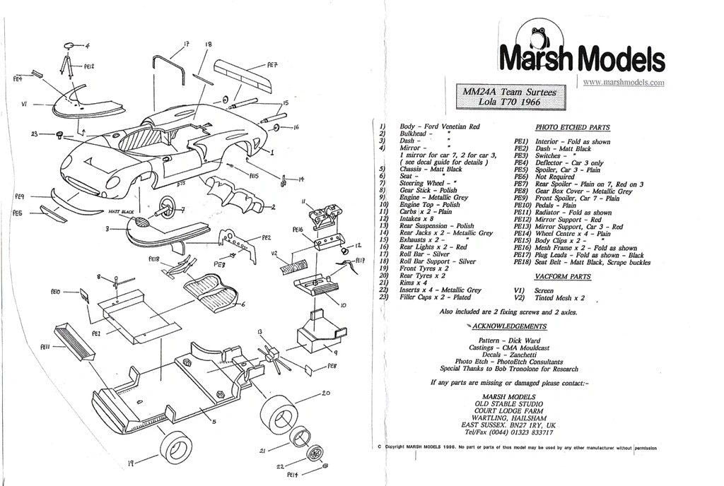 Marsh Models 1:43 - Lola Chevrolet V8 CanAm '66 #3 G.Hill / #7 Surtees Resin metal kit to built