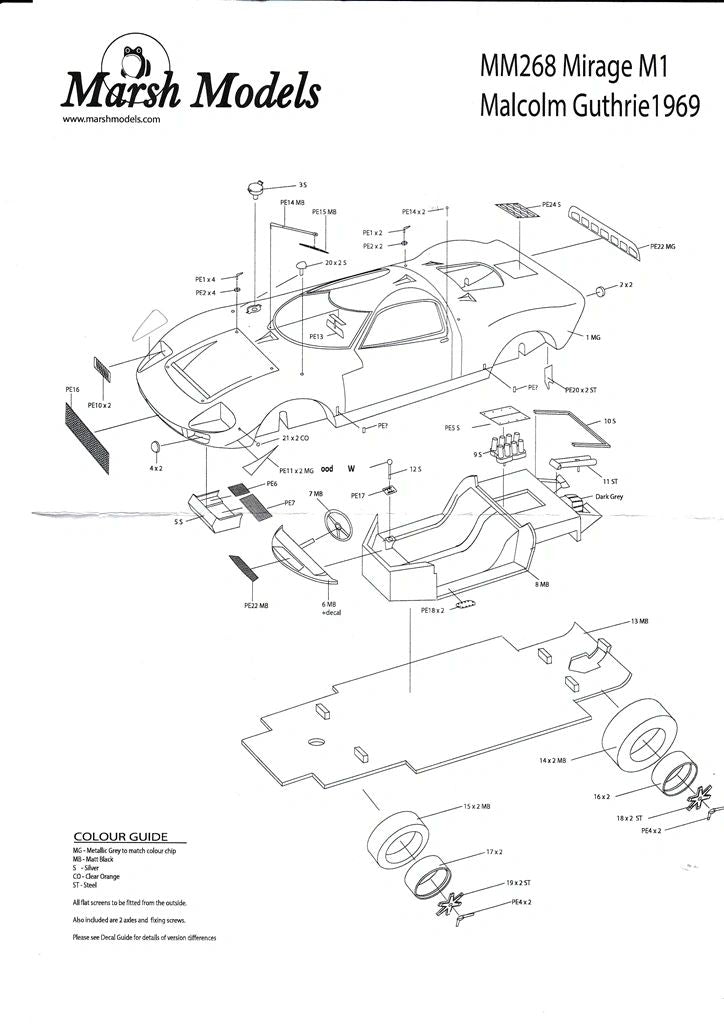 Marsh Models 1:43 - Mirage Ford M1 MALCOM GUTHRIE 1969 #3-6 Resin metal kit to built