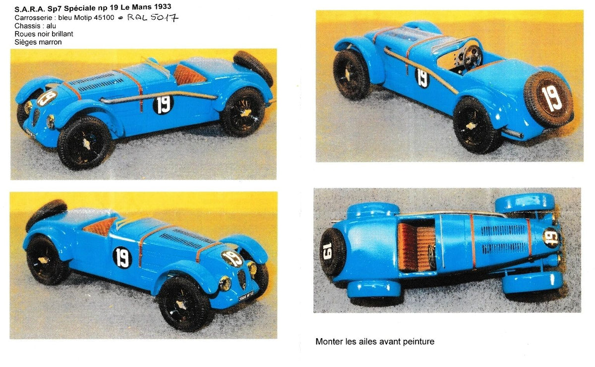 GCAM 1:43 - SARA SP7 Le Mans '33 #19 Resin kit to built
