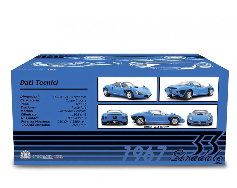 LAUDORACING - 1:18 ALFA ROMEO 33 Coupé Stradale Blu Reale Conte Agusta 1967