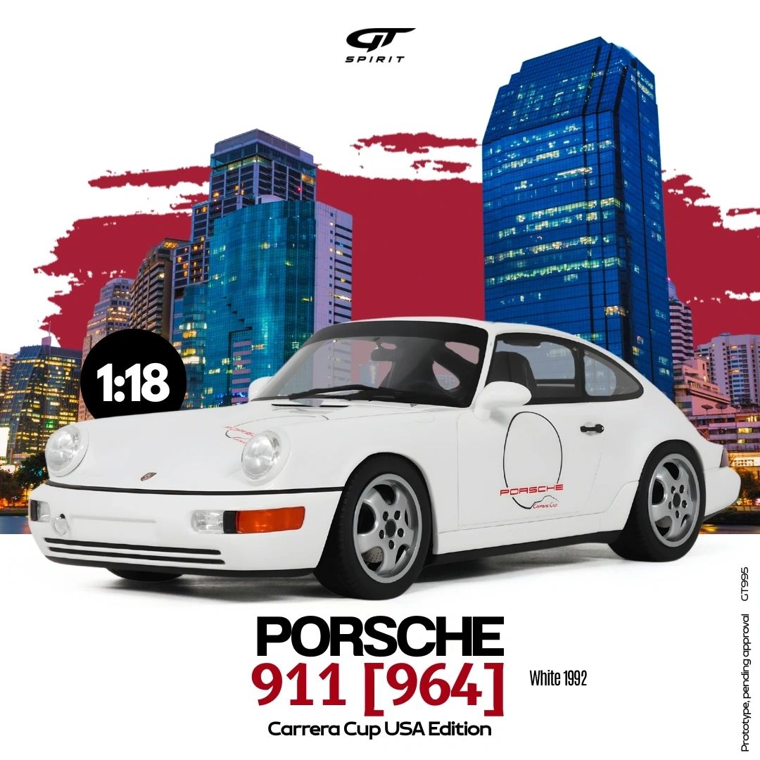 GT SPIRIT 1:18 - PORSCHE 911 [964] CARRERA CUP USA EDITION GRAND PRIX WHITE 1992